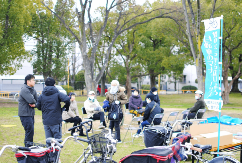 堺市で行われた自転車安全教室