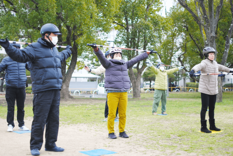 堺市の自転車安全教室で体幹ケアに取り組む